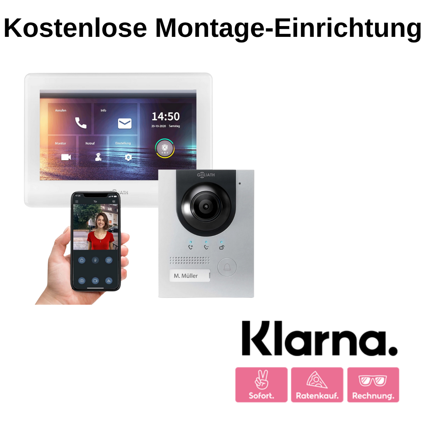 GOLIATH Hybrid IP Türsprechanlage | App | Silber | 1-Familienhaus | 7 Zoll | Unterputz | 180 Grad