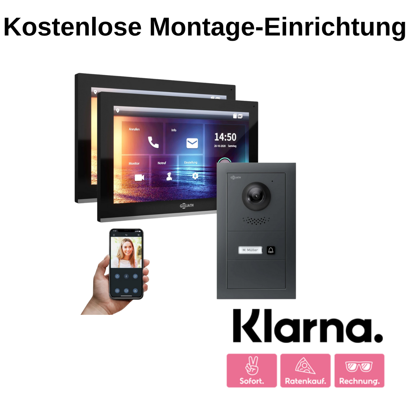 GOLIATH Hybrid IP Gegensprechanlage mit App | Anthrazit | 1-Familie | 2x 10" | Unterputz | 180°